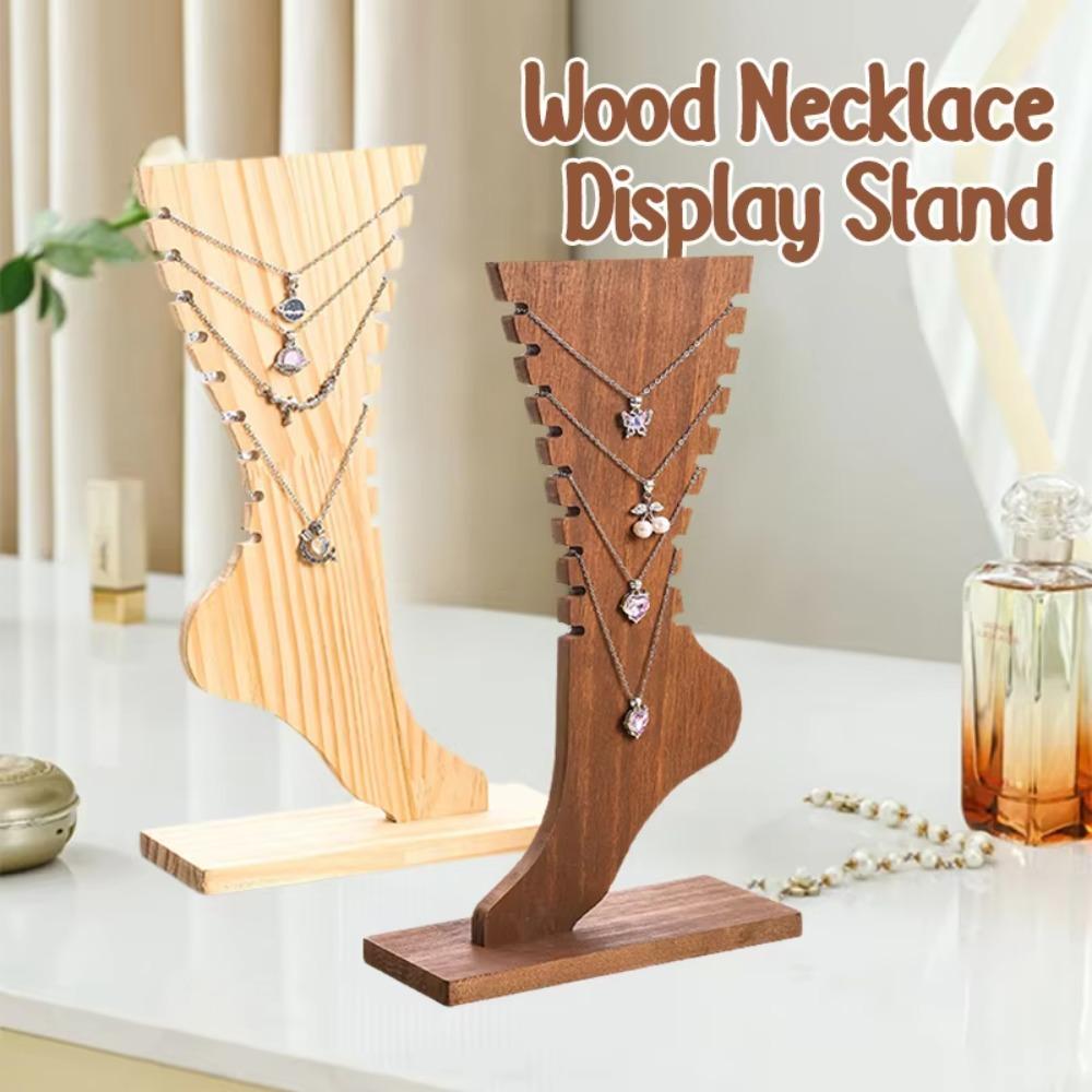 Creative Wooden Necklace Frame Foot Shaped Jewelry Storage Rack Jewelry Display Props  Tabletop