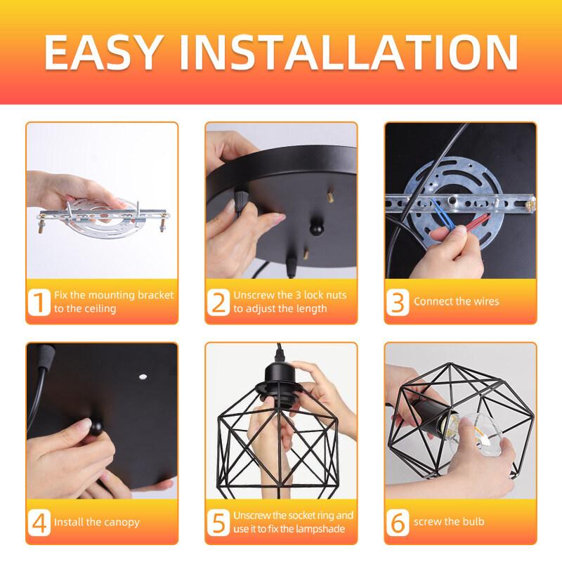 Lámpara de techo con jaula de metal E27, luces colgantes Led modernas, lámpara colgante ajustable para el hogar, mesa, cocina, Bar, luces colgantes