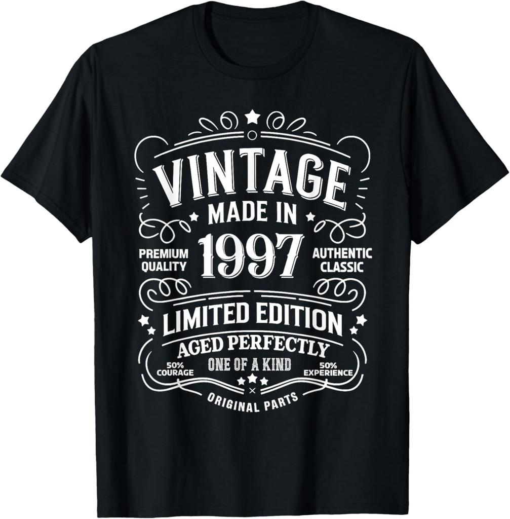 28. Geburtstag T-Shirt 1997 Geburtstagsgeschenke für Unisex Damen T-Shirt Individuell Bedruckte Grafik-T-Shirts Vintage Unisex Kleidung Oberteile