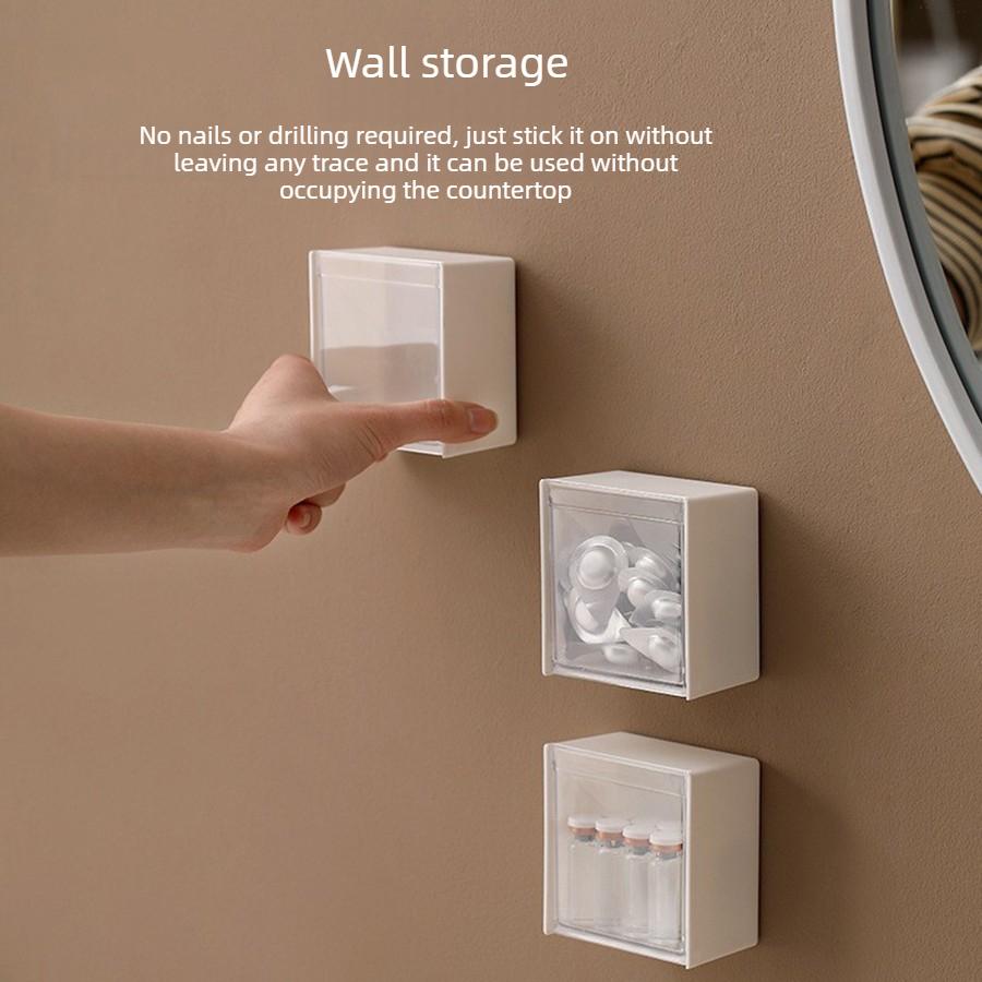 2/4pcs Cotton Pad Holder and Dispenser, Wall-Mounted Cotton Ball Organizer Storage Box, Round Jars Containers for Cotton Balls