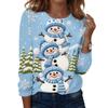 Women's Fashion Casual Long Sleeve Christmas Print Neck Top for Holiday