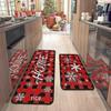 Cross-Border Christmas Holiday Two-Piece Kitchen Mat Set - Oil-Absorbing, Dirt-Resistant