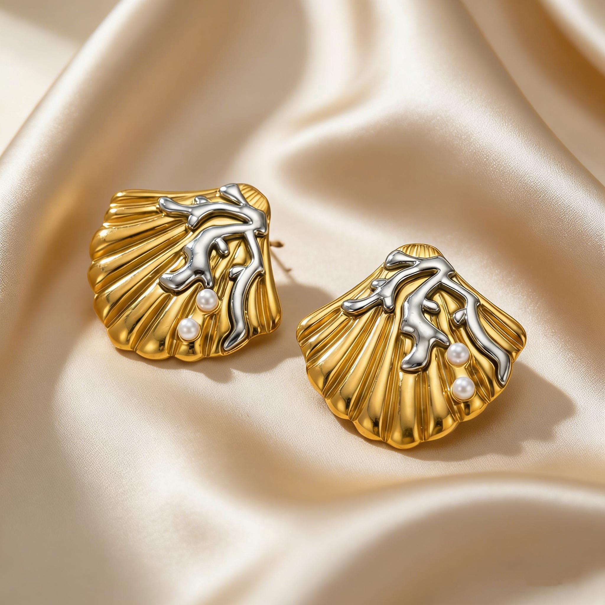 

Personality Unique Design Shell Conch Stud Earrings for Women Gold Plated Stainless Steel Earrings Waterproof Fashion Jewelry
