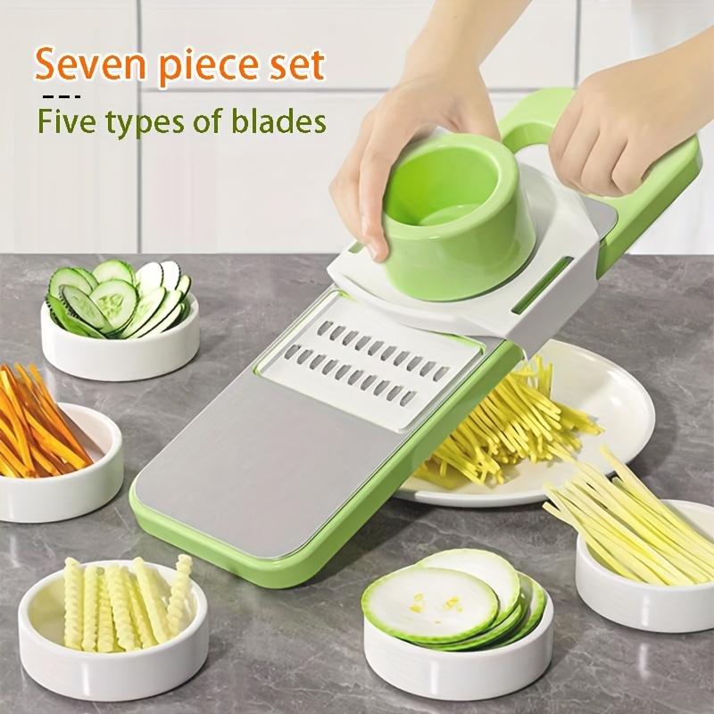 7pcs Multifunctional Stainless Steel Vegetable Cutter and Grater, Machine Replaces Manual Effort, Safe Without Hurting Hands