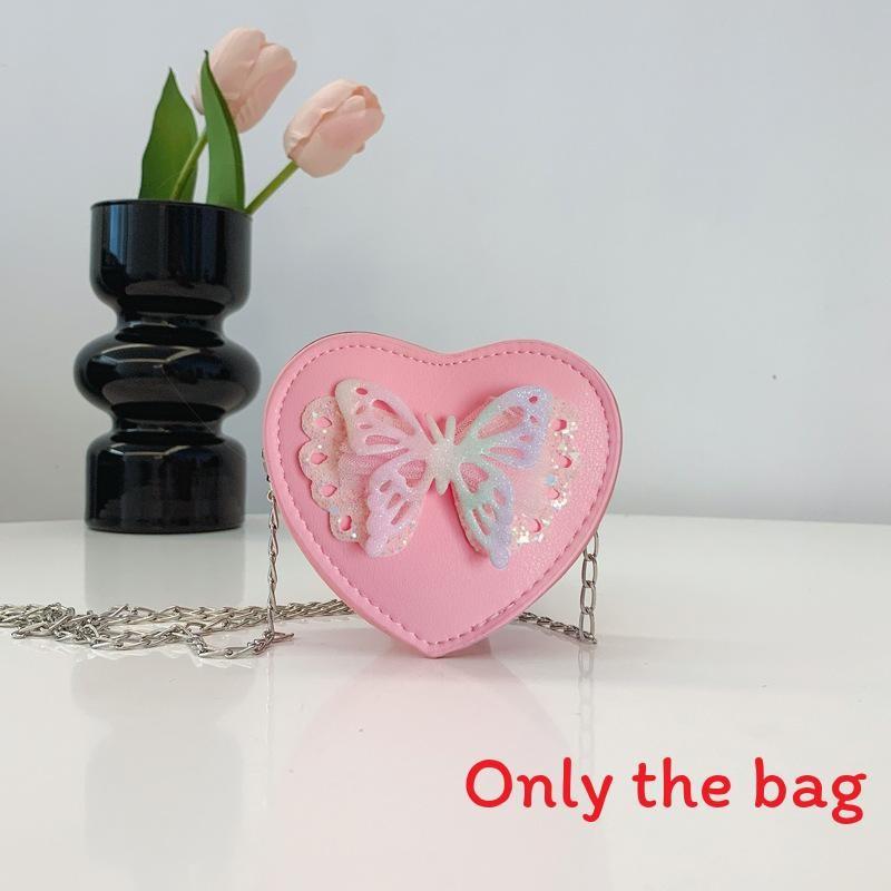 Butterfly Out Hollow Decoration Heartshaped Leather Children Shoulder Bag
