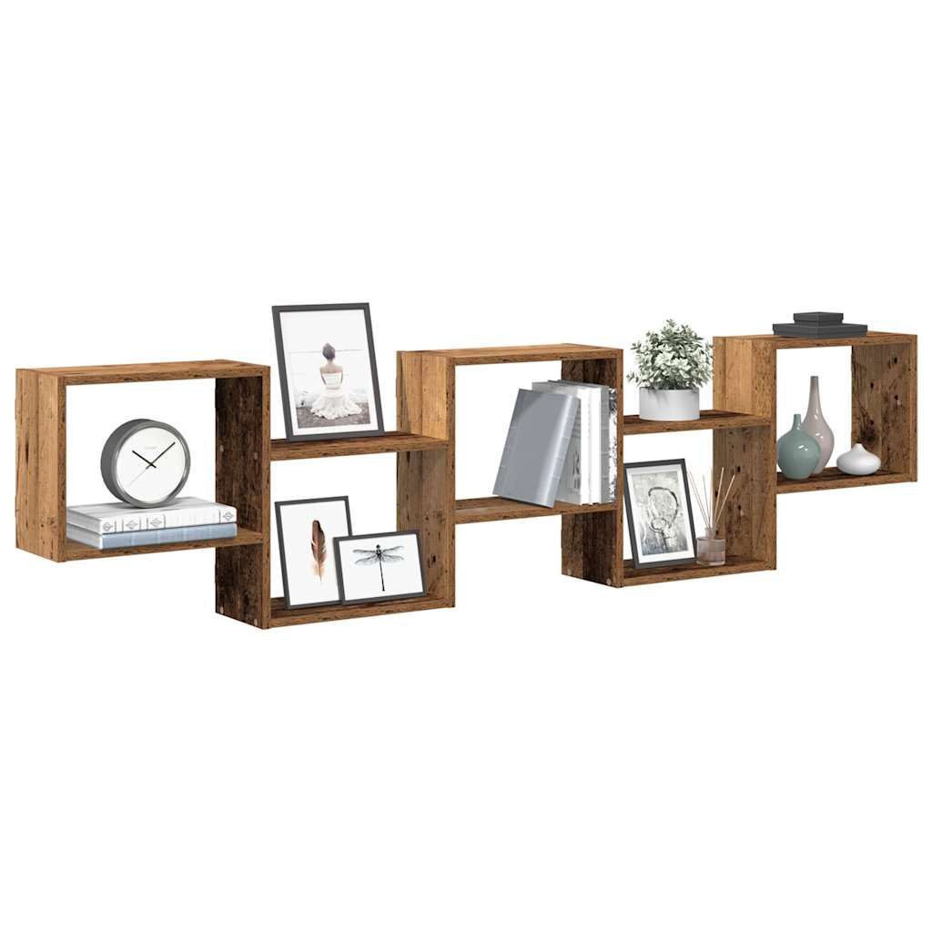 Cube Shelf with 5 Compartments Rustic Wood Effect Engineered Wood
