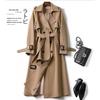Women's Long Trench Coat Autumn Spring Korean Style Petite British Style Over Knee Dress Coat Jacket