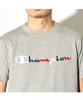 Champion Short Sleeve Classic Jock Tricolor Script Logo Oxford Size M Men's T-Shirt, Tag, Collar, Embroidery, Gray, (C3-H371)