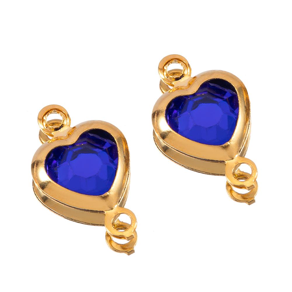 10pcs Glass Heart Pendants Base Stainless Steel Double Hole Colorful Crystal Charms Connector for DIY Necklace Jewelry Makings