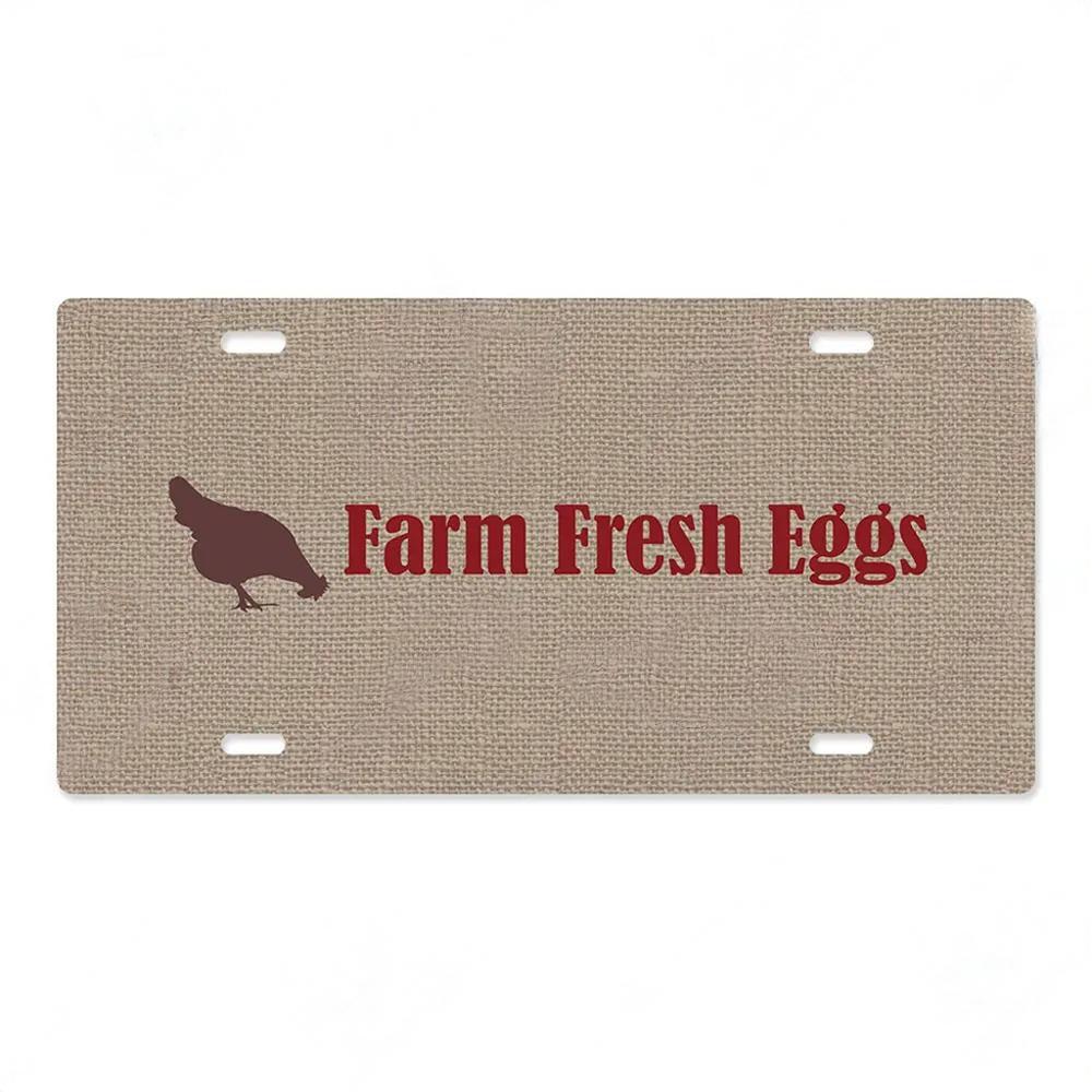 Vintage Metal Chicken Licenses Plate Signs Decor Plaque Metal Decoration for Hen House Door Farmhouse