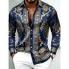 Camicia da uomo con stampa barocca a maniche lunghe con design retrò alla moda 10 colori Top casual da esterno da uomo
