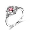Exquisite Red Ruby Embedded Thai Silver Black Engagement Ring For Women Stylish Sizes 6 To 10