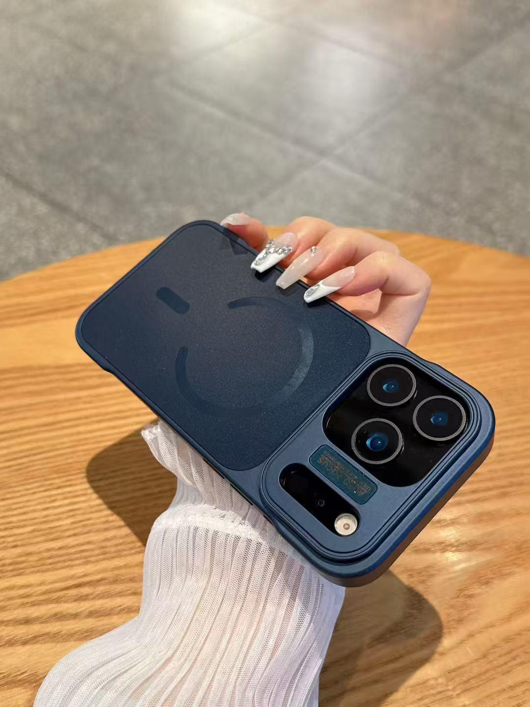 

New Frosted Skin Leather Magnetic Case for iPhone 17 Pro - Nude Feel, Borderless Protection iPhone 13 синий