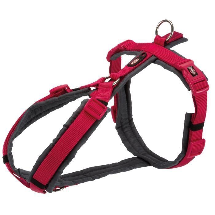 TRIXIE Harnais trekking Premium - S-M: 44-53 cm/20 mm - Fushia et gris graphite - Pour chien
