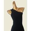 French Style Design One Shoulder Silm Bodycon Dress Black Sexy Knitting Small Dress Export Short Skirt