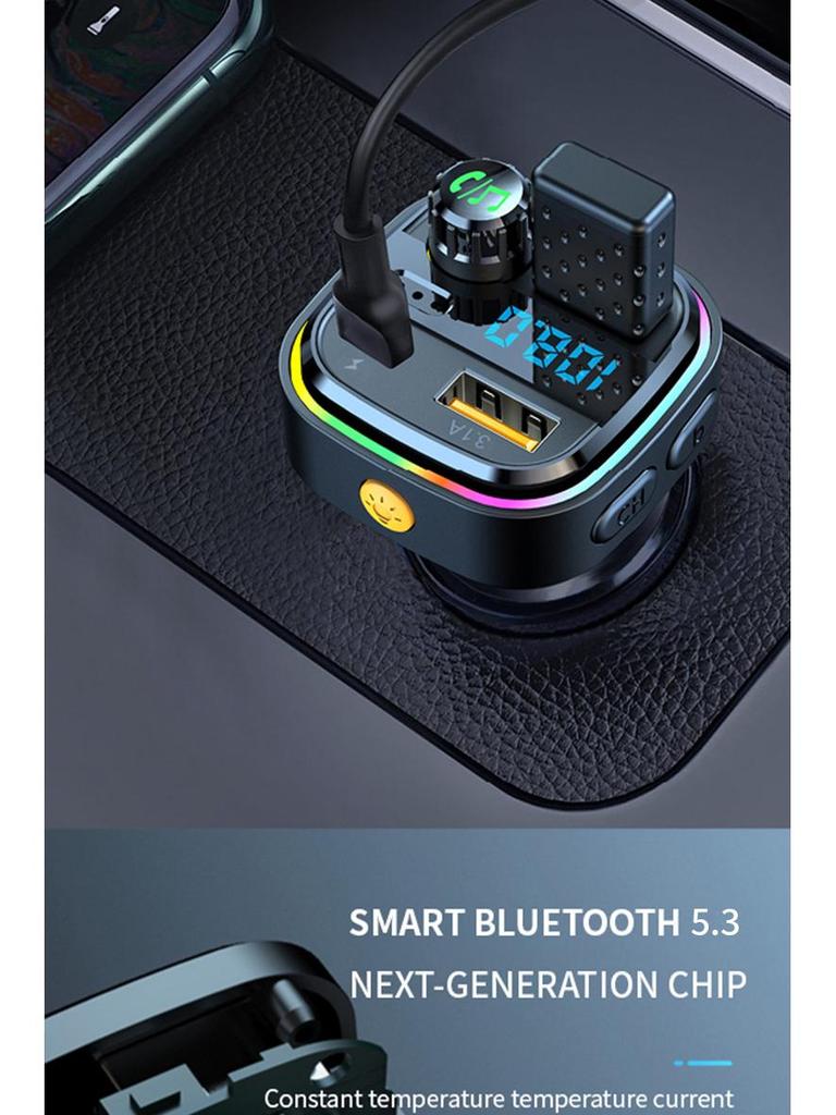 Bluetooth MP3 Car FM Charger with Digital Display & Fast Charging