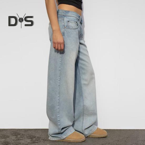 Wide Leg Jeans for Women High Waist Stretchy Denim Pants with Pockets Casual Straight Leg Jean Trousers