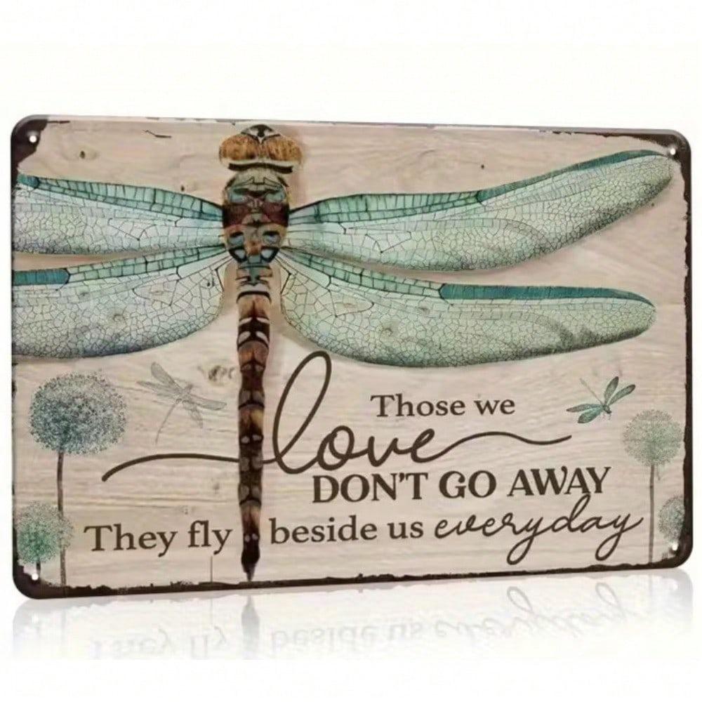 Memorial Sympathy Gift Dragonfly Metal Wall Art Rustic Sign