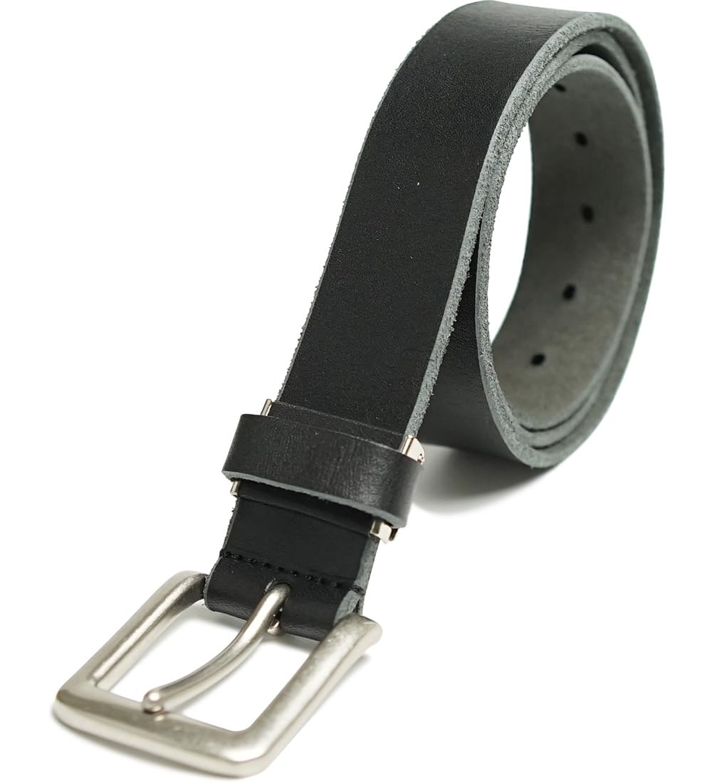 

Nippon de Handmade Belt, Tochigi Leather, Made in Japan, Vegetable-tanned Leather, Casual, Simple, 3.5cm Wide, Specialty Belt Lab, BLLB0545 (Black)