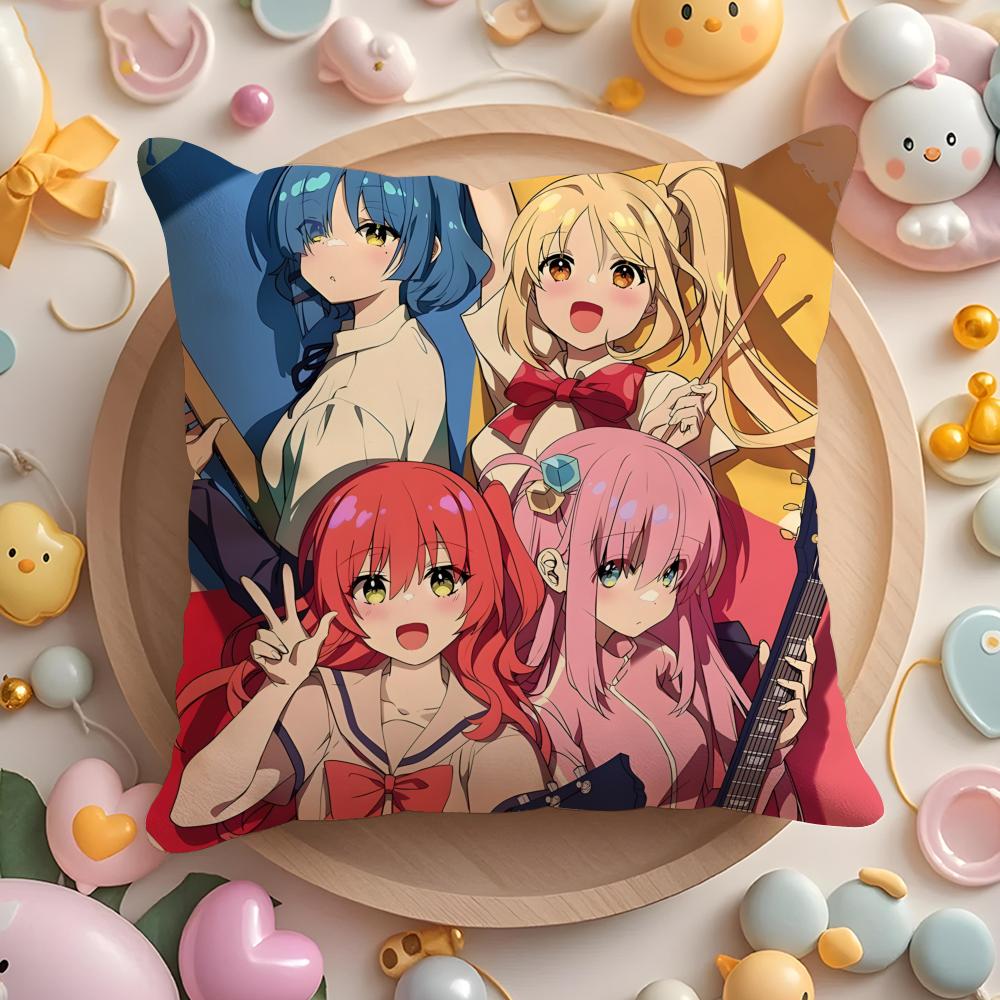 Anime B-Bocchi the Rock Cushion Cover Home & Car Multi-Scene Pillow Cover - Reversible, Soft & Durable for Daily Use