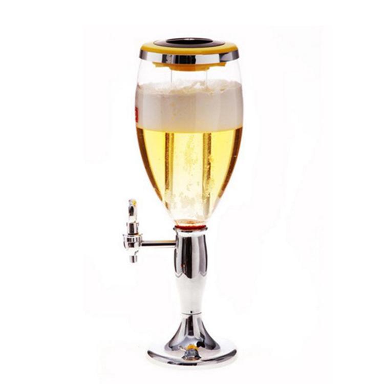 1.5 L Plastic Tabletop Wine Beer Tower Beverage Juice Dispenser with LED Colorful Shinning Lights Golden and Silver MJ