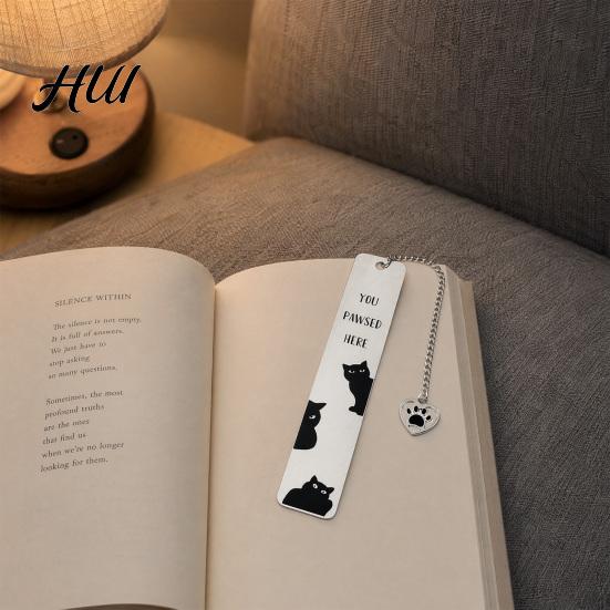 Funny Quote Bookmark Cute Cat Bookmark, Metal Page Marker with Creative Durable Quotes, Stainless Steel for Readers, Lover Gift Cartoon