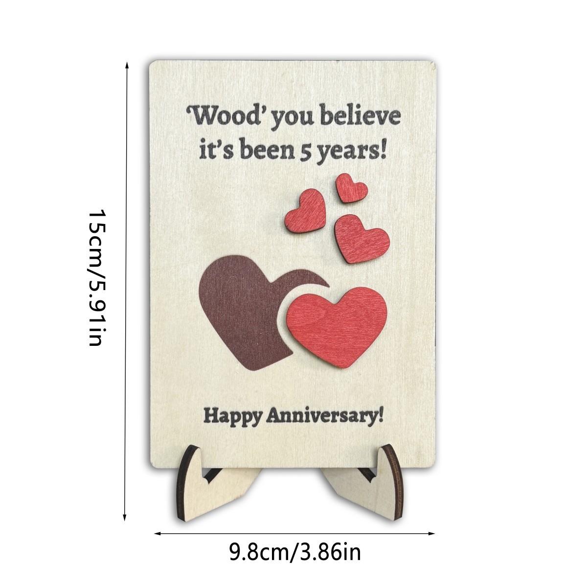 

1pc Elegant Wooden Anniversary Gift - Handcrafted Home Desk Decor, Wedding Keepsake Art Craft for Couples, Solid Wood Ornament червоний