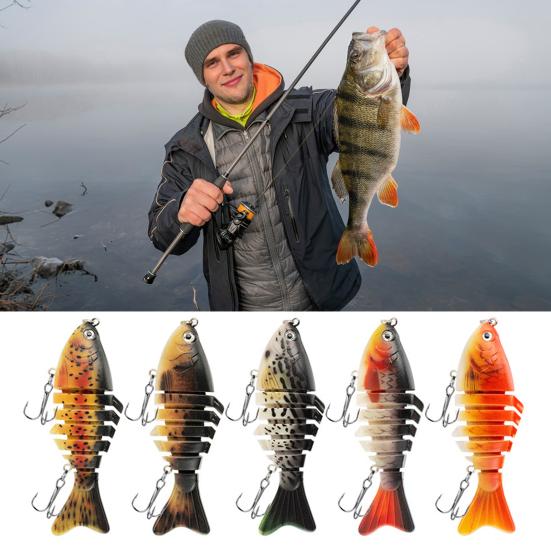 5Pcs Bionic Swimming Baits with Treble Hooks Realistic Looking Bright