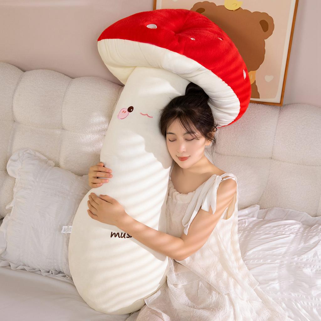 70/110cm Giant Cartoon Mushroom Plush Doll Pillow Colorful Extended Strip Mushroom Plant Plush Toy Warm Hug Present Designed For Girlfriend