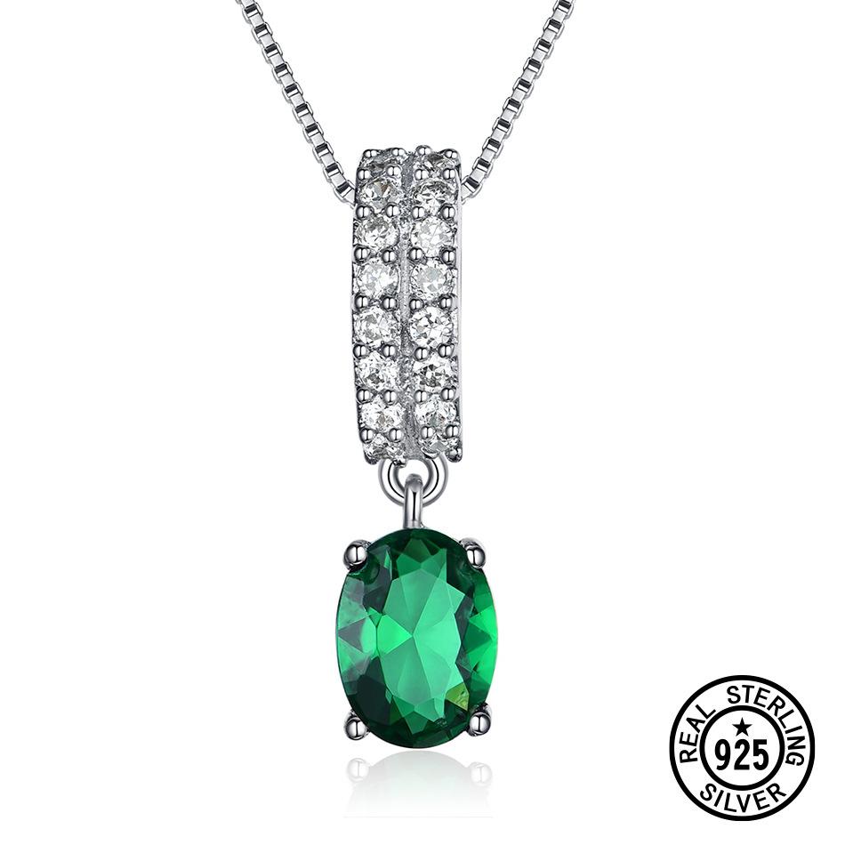 

Серебряный европейский и американский изысканный модный и простой кулон из зеленого стекла и белого циркония S925