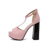 Fashion Summer Super High-heeled Sandals Women Platform Thick Heels Sexy Fish Mouth T-Band Strap Buckle Fashion Shows Party Shoes Ladies