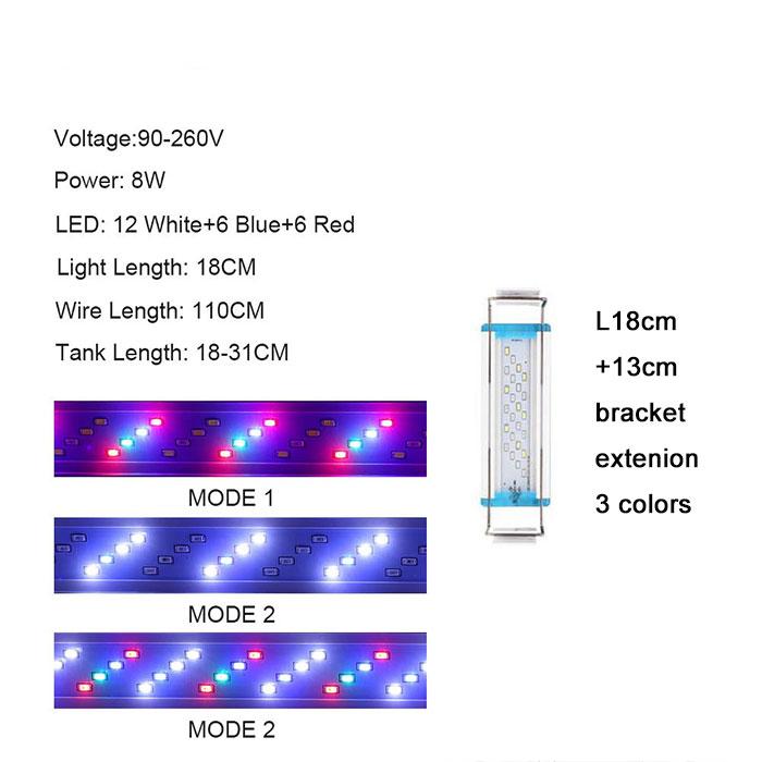 L18/28/38/48cm LED Aquarium Light for Plants,Plug In Full Spectrum Fish Tank Light with Extendable Brackets for Freshwater