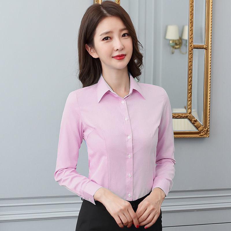 2025 Women's Versatile Long Sleeve White Shirt - Korean Style Professional Spring & Autumn Top