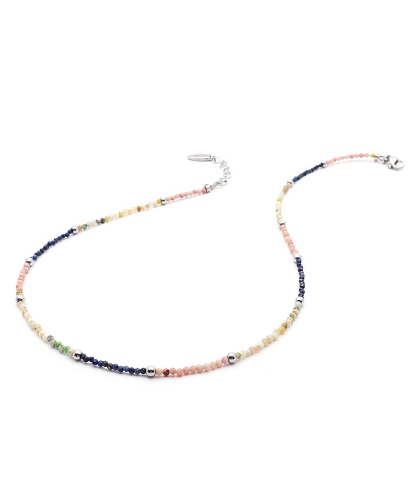 Polalita Multicolor Mini Gemstone Daily Necklace (Plt-Nl-047_Pk)