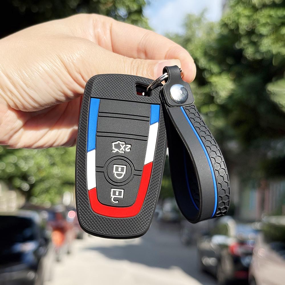 Soft Key Case For Ford F Series Fusion Escape Ranger Explorer Maverick Focus Edge Key Holder Keychain Accessories Car Key Caps