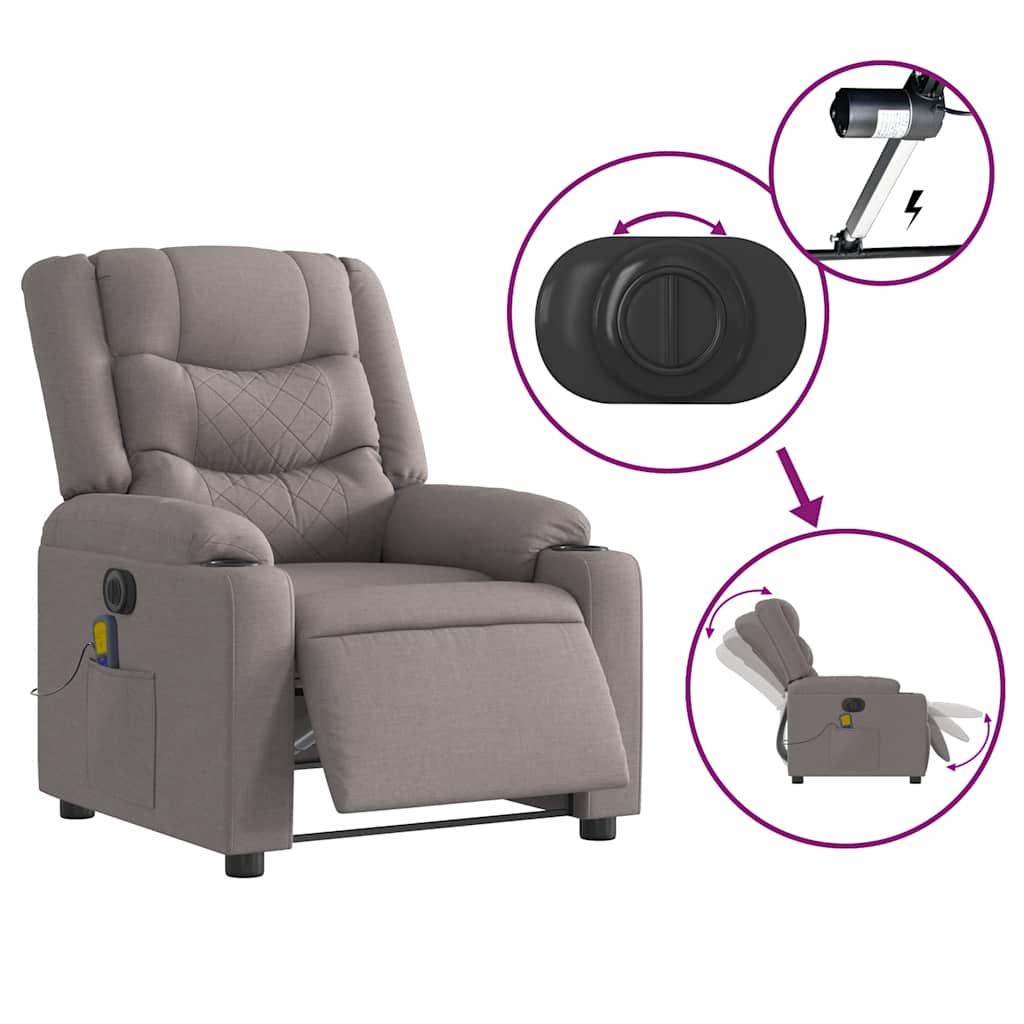 Electric Massage Chair Taupe Fabric