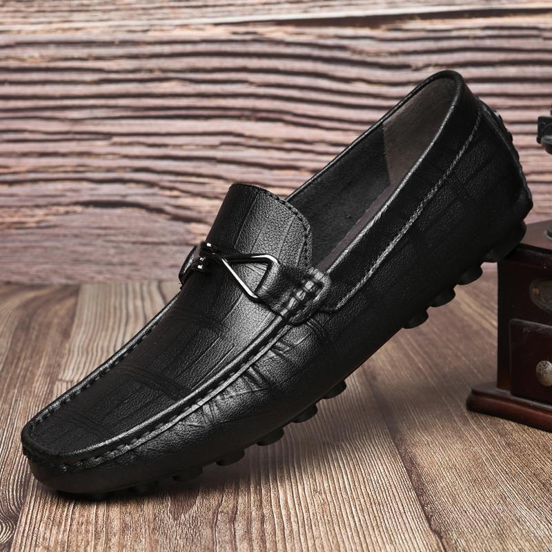 

Fashion Luxury Brand Men Breathable and Anti Slip Loafers High-quality Classic Black Comfortable Soft Sole Two-layer Cowhide Bean Shoes 47 чёрный