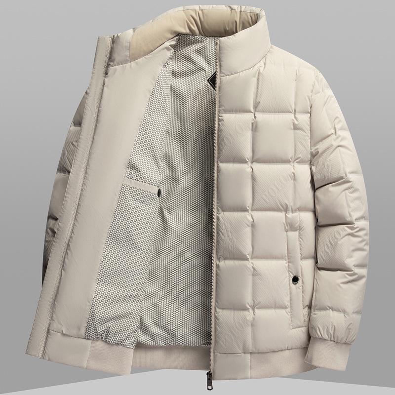 

Men s Short Stand Collar Down Jacket - Autumn/Winter, Thickened with 90% White Duck Down 170 білий