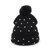Black Soft Punk Knitted Beanie Warm Hat Winter 18x35cm for Women and Girls