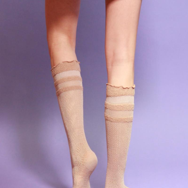 

RNOT МЕРЦАЮЩИЕ КРУЖЕВНЫЕ ГОЛЬФЫ ДО КОЛЕНА_БЕЖЕВЫЕ single type