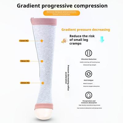 1 pár kompresních punčoch se zipem Jednobarevné Pánské Dámské Kompresní Ponožky 15-20 mmHg