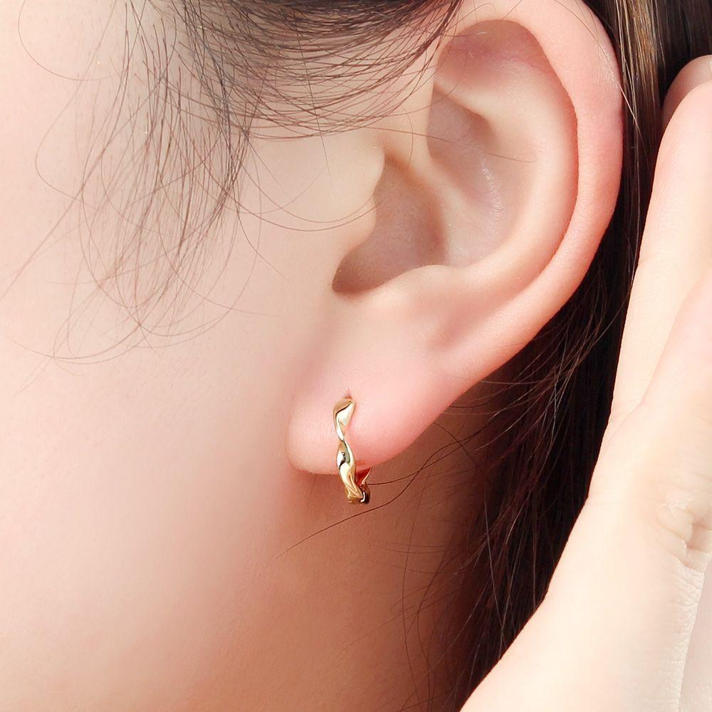 925 silver earrings, twist ring, gold-plated wave earrings, women's daily 925 silver ring earrings, winter ring earrings