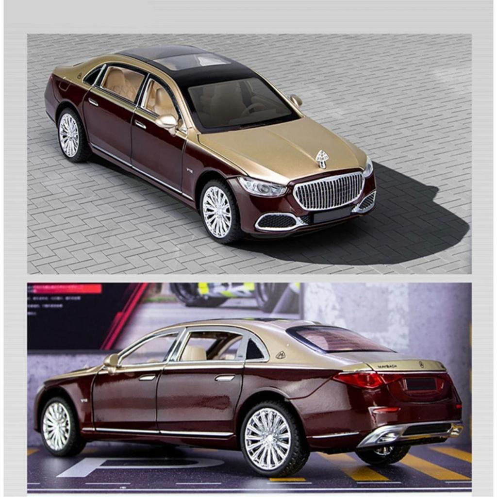 1/24 Benz Maybach S680 Alloy Metal Car Model Diecast Metal Toy Vehicles Car Model High Simulation Sound and Light Childrens Gift