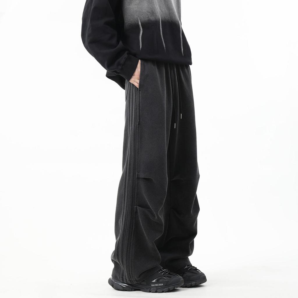 Unisex Retro Wide-Leg Sweatpants - Autumn/Winter Casual Streetwear