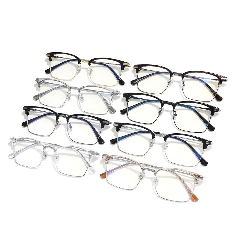 Ultra-Light Pure Titanium Square Business Glasses Frame Myopia Glasses Frame Men'S Models Can Be Matched With Degree Business Men'S Half Frame Glasses