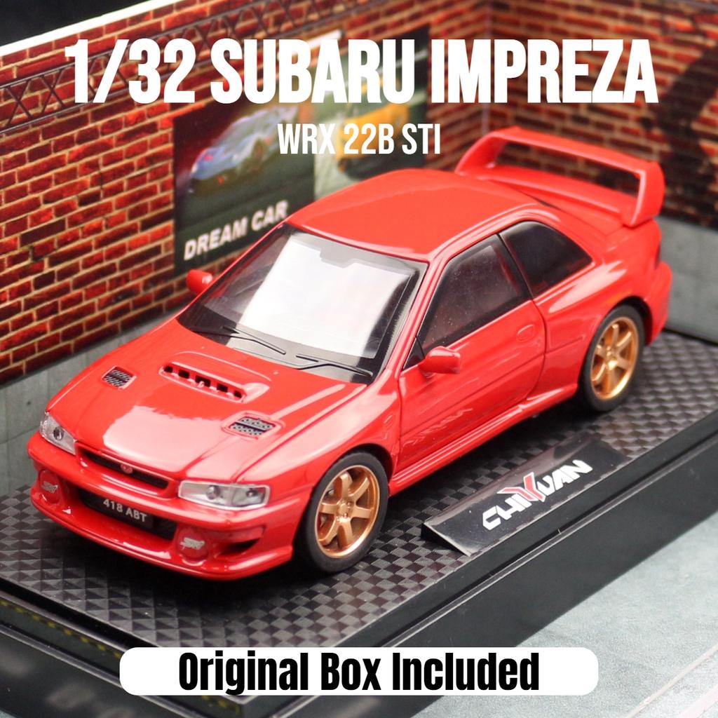 1/32 Subaru Impreza WRX 22B STI Toy Car Model Diecast Metal Vehicle Miniature Sound & Light Pull Back Collection Gift Kid