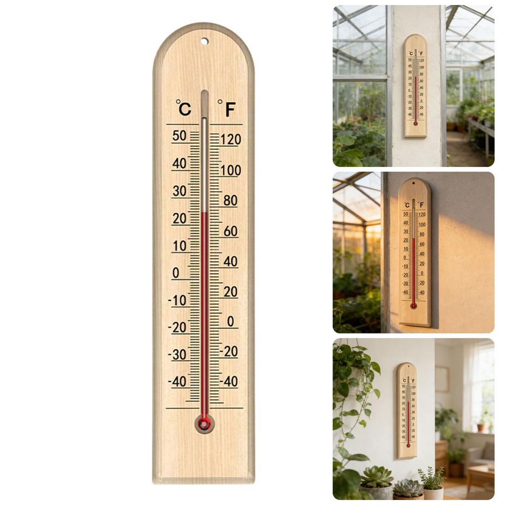 Termometri in Legno Naturale per Letture Accurate della Temperatura da -40℃ a 50℃ Montabili a Parete Sicura Soluzione a Cherosene e Scala Chiara