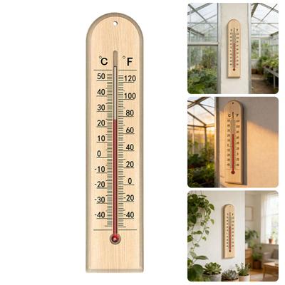 Termómetros de Madera Natural para Lectura Precisa de Temperatura -40℃ a 50℃ Montables en Pared Segura Solución de Queroseno y Escala Clara