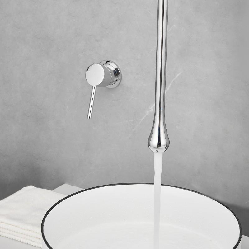 Wall-Mounted Water Drop Faucet with Adjustable Boom, Single-Hole Control, for Hot & Cold Water
