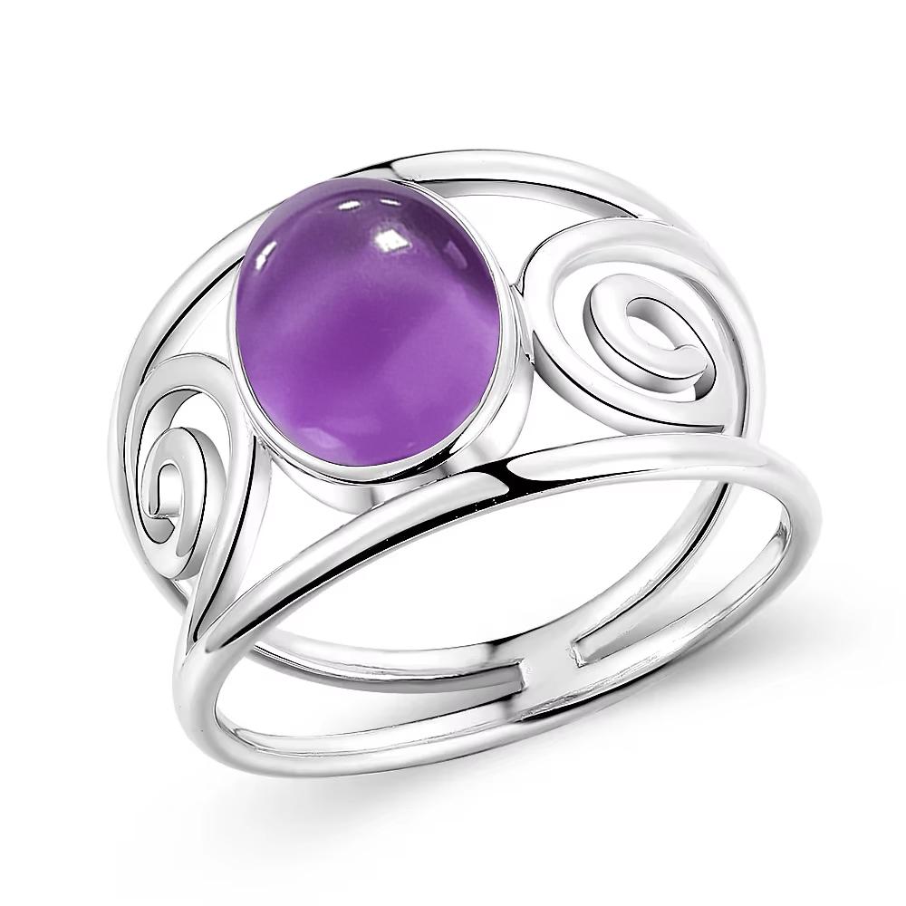 925 Silber Natursteinringe Mit Amethyst Einfacher Lila Ovaler Ring 8*10mm Feiner Schmuck Geschenke für Freundinnen für Frauen